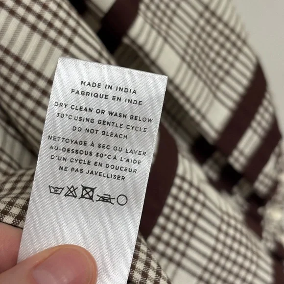 Loeffler Randall Linen Cotton Chocolate Brown Plaid Skit Set - Size L - Picture 8 of 15